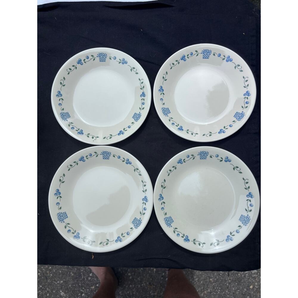 Corelle Blueberry Bouquet Dessert Plates Vintage Country Farmhouse